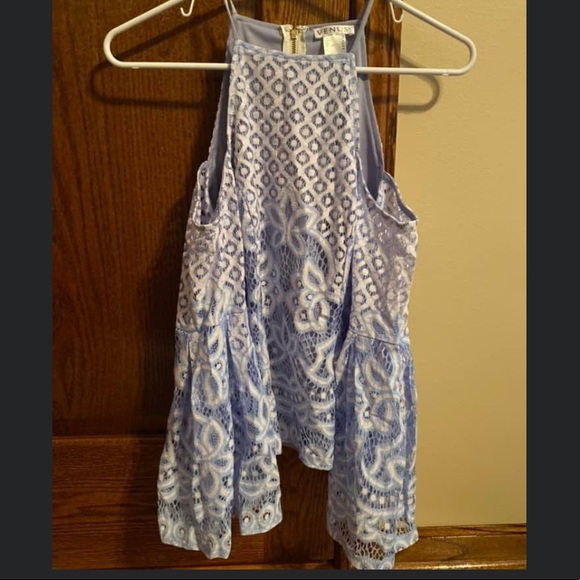 Venus cold shoulder blue lace top - Picture 4 of 6